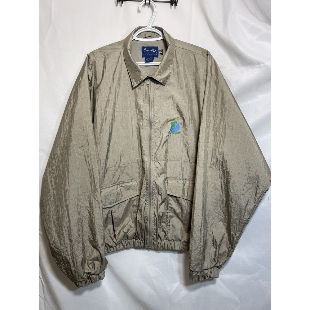 Vintage XL Duckster Style 538 Beige / Gold Windbreaker Jacket Golf